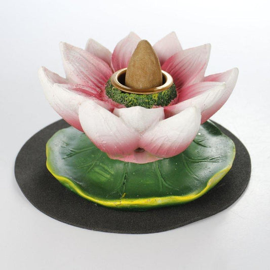 Pink Spring Lotus Back Flow Cone Incense Burner-Nature's Treasures