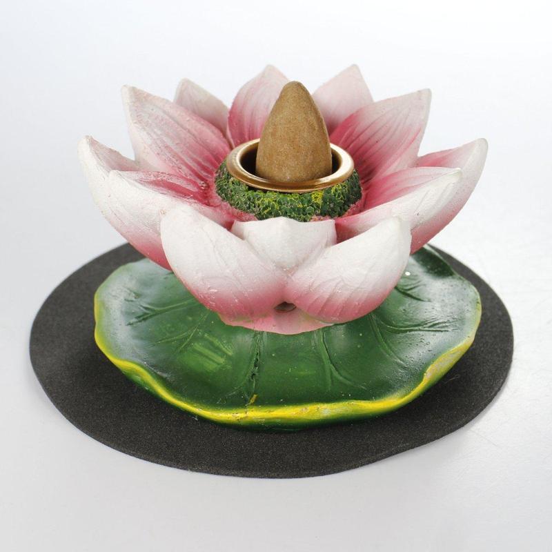 Pink Spring Lotus Back Flow Cone Incense Burner