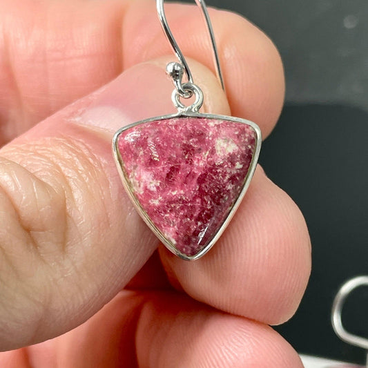 Pink Thulite French Hook Earrings || .925 Sterling Silver-Nature's Treasures