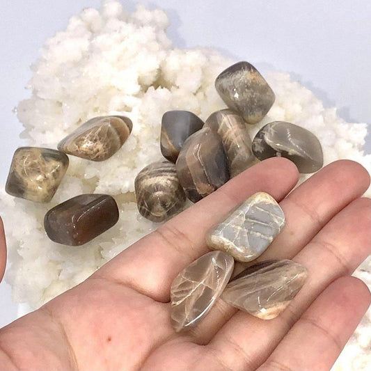 Polished Black Moonstone Tumble Stone || Grounding, Clearing Blocks, Trauma Healing || India-Nature's Treasures