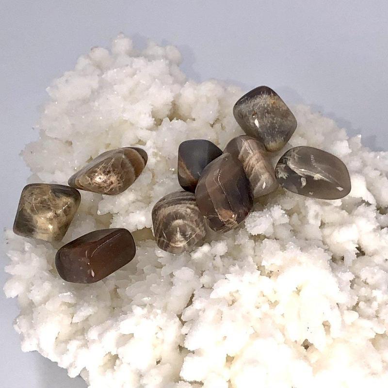 Polished Black Moonstone Tumble Stone || Grounding, Clearing Blocks, Trauma Healing || India-Nature's Treasures