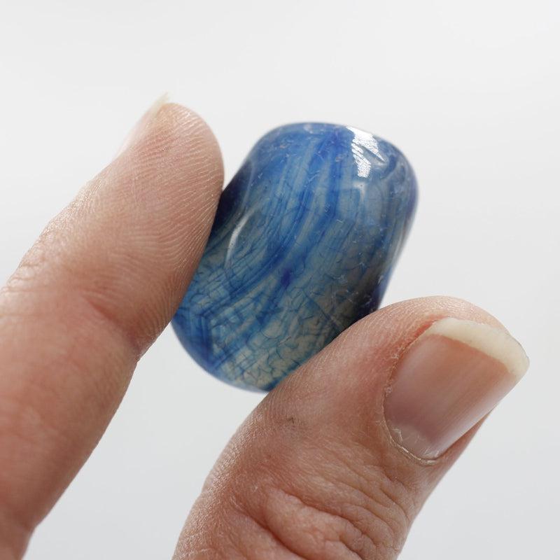 Polished Blue Dyed Agate "B" Grade Tumble Stone || Calmness, Healing, Grounding, Protection || Brazil-Nature's Treasures