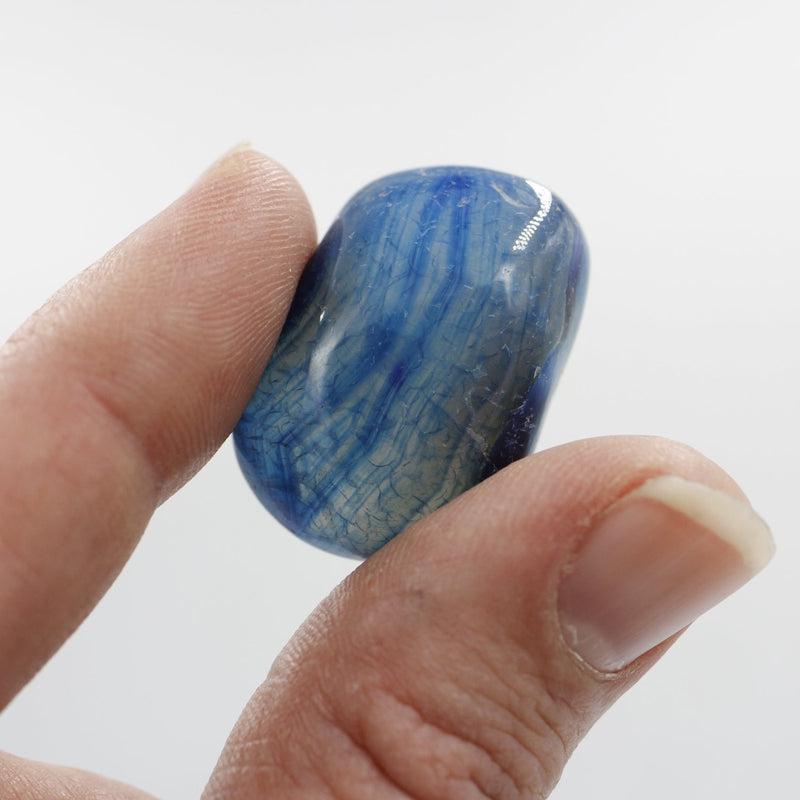 Polished Blue Dyed Agate "B" Grade Tumble Stone || Calmness, Healing, Grounding, Protection || Brazil-Nature's Treasures