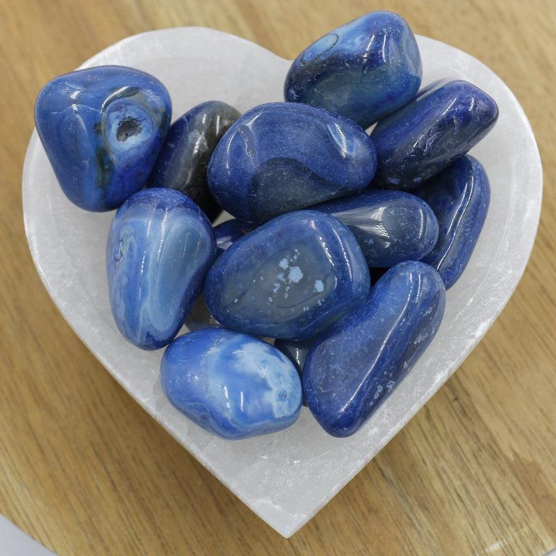 Polished Blue Dyed Agate "B" Grade Tumble Stone || Calmness, Healing, Grounding, Protection || Brazil-Nature's Treasures