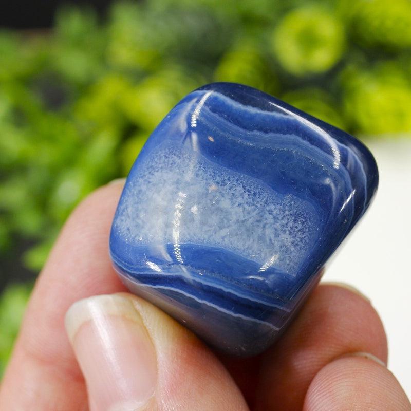 Polished Blue Dyed Agate Tumble Stone || Calmness, Healing, Grounding, Protection || Brazil-Nature's Treasures