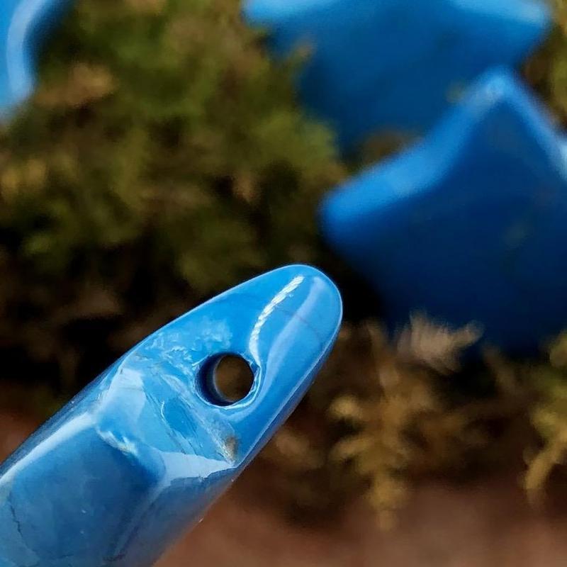 Polished Blue Dyed Howlite Star Pendant || Stress Relief, Awareness || Canada-Nature's Treasures