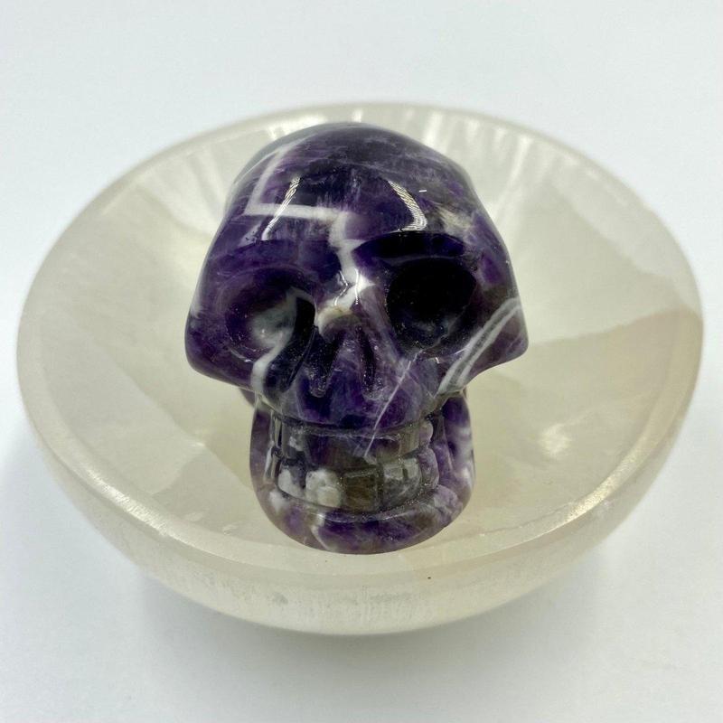 SHOW PRODUCT- Chevron Amethyst Skull Carvings || Brazil-Nature's Treasures