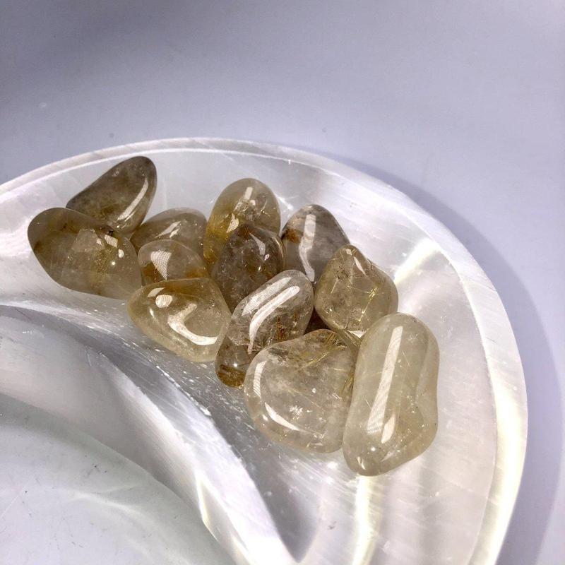 Polished Golden Rutilated Quartz Tumble Stone, Awareness, Psychic Enhancement || Brazil-Nature's Treasures