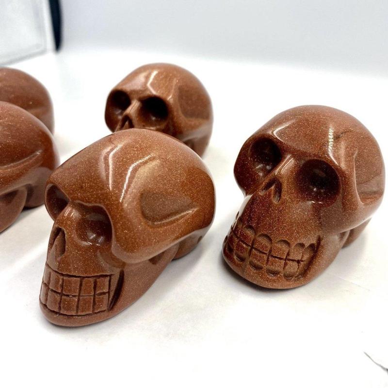 SHOW PRODUCT- Goldstone Skull Carvings || China-Nature's Treasures