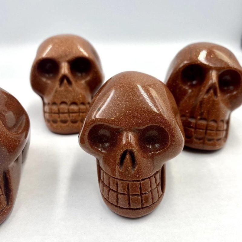 SHOW PRODUCT- Goldstone Skull Carvings || China-Nature's Treasures