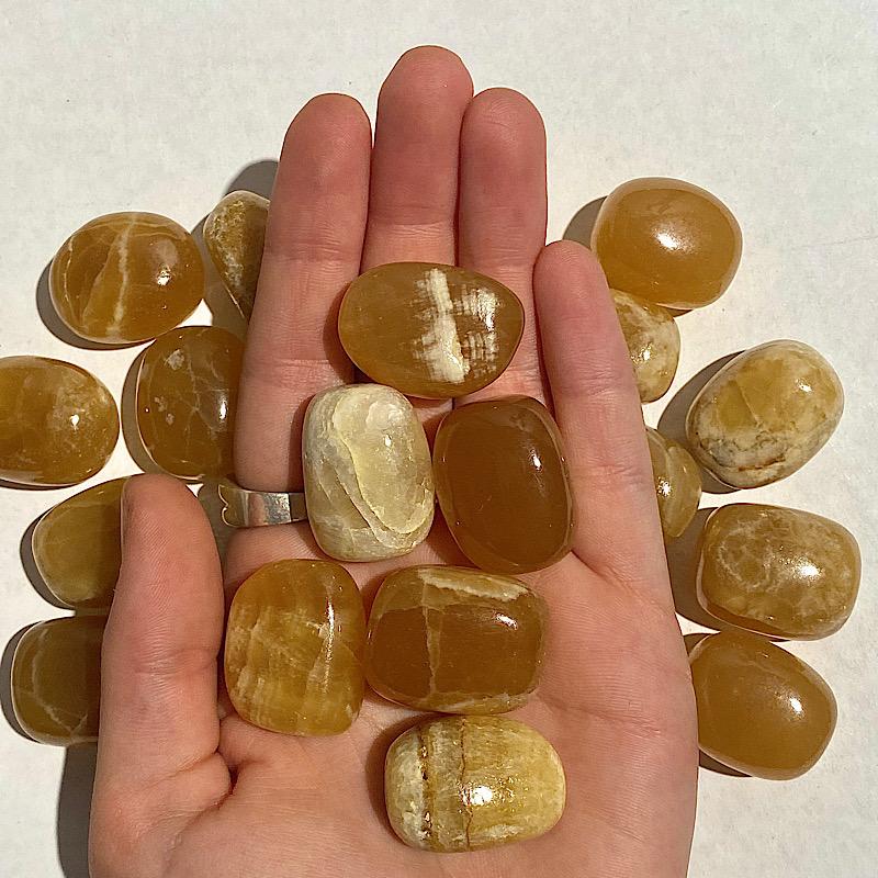 Polished Honey Calcite Tumbles || Understanding and Vigor || Pakistan-Nature's Treasures