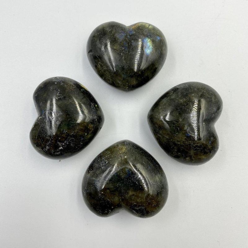 Polished Labradorite Pocket Puff Hearts || Psychic Protection || Madagascar-Nature's Treasures