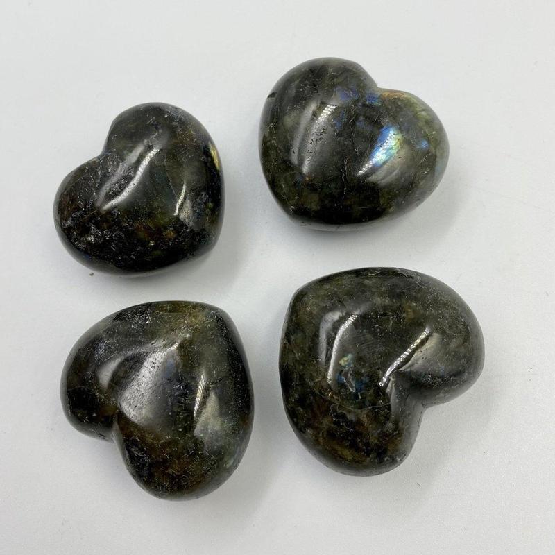 Polished Labradorite Pocket Puff Hearts || Psychic Protection || Madagascar-Nature's Treasures