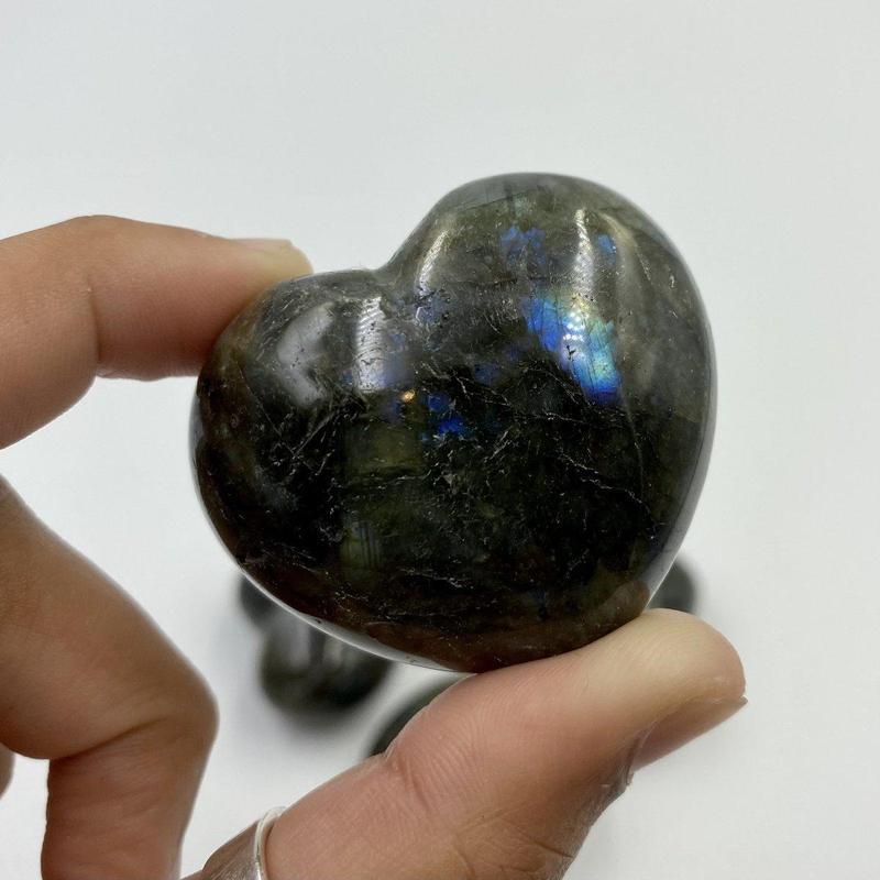 Polished Labradorite Pocket Puff Hearts || Psychic Protection || Madagascar-Nature's Treasures