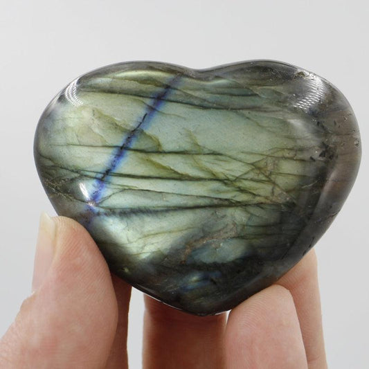 Polished Labradorite Pocket Puff Hearts || Psychic Protection || Madagascar-Nature's Treasures