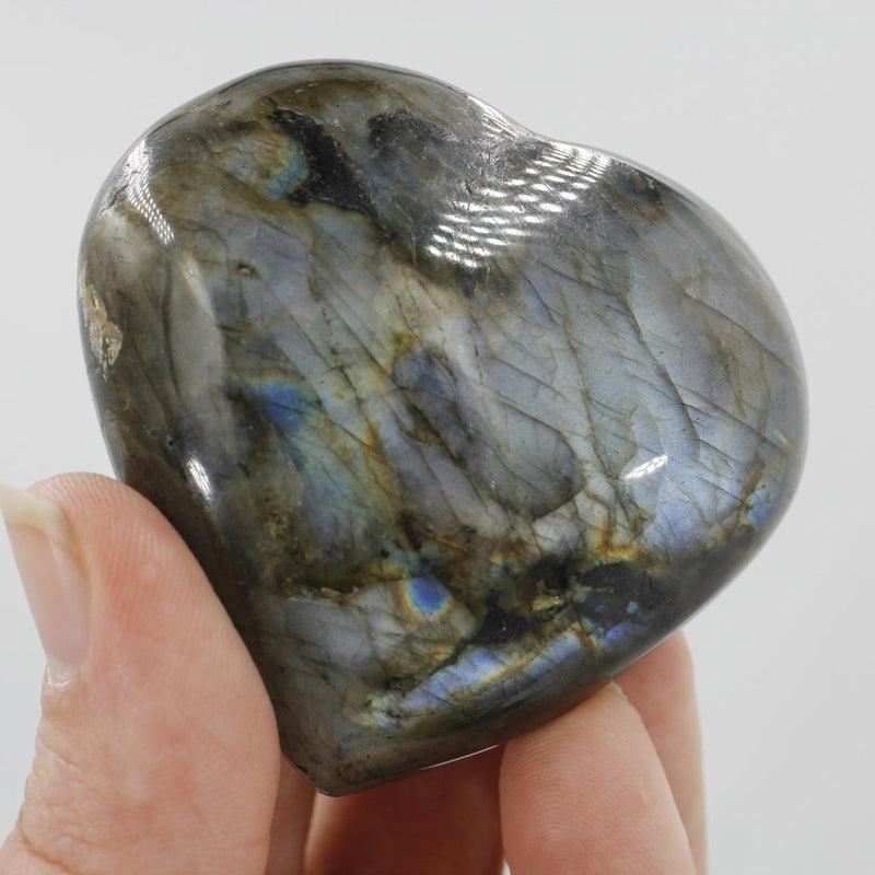 Polished Labradorite Pocket Puff Hearts || Psychic Protection || Madagascar-Nature's Treasures