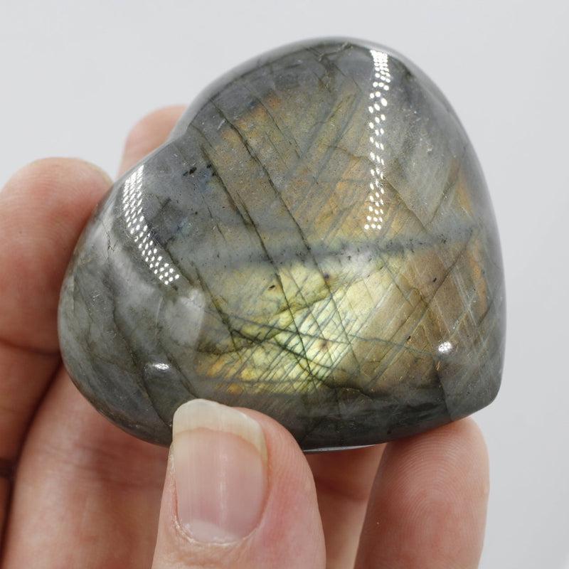 Polished Labradorite Pocket Puff Hearts || Psychic Protection || Madagascar-Nature's Treasures