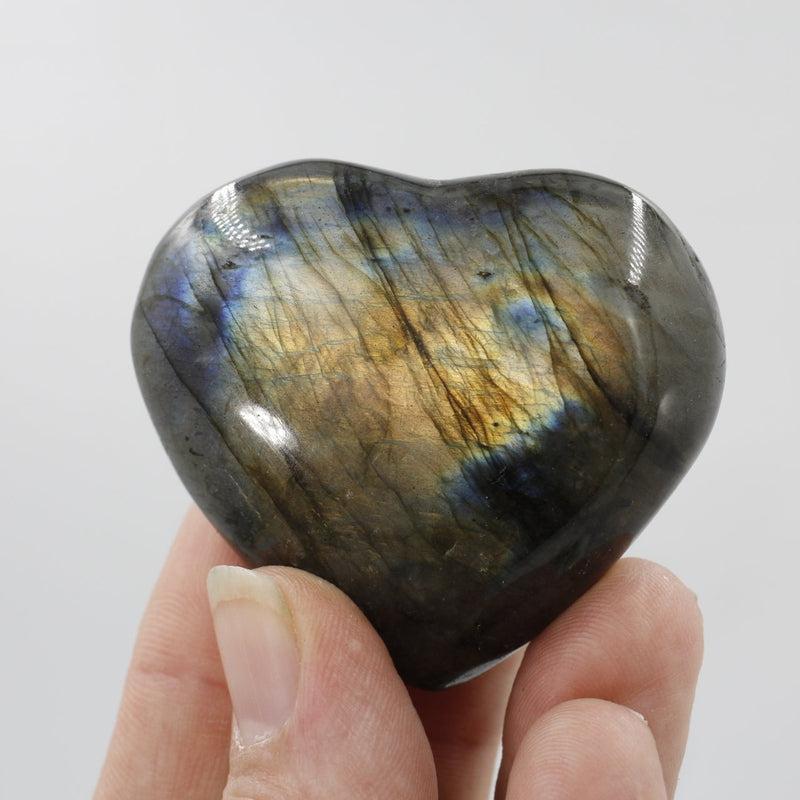 Polished Labradorite Pocket Puff Hearts || Psychic Protection || Madagascar-Nature's Treasures