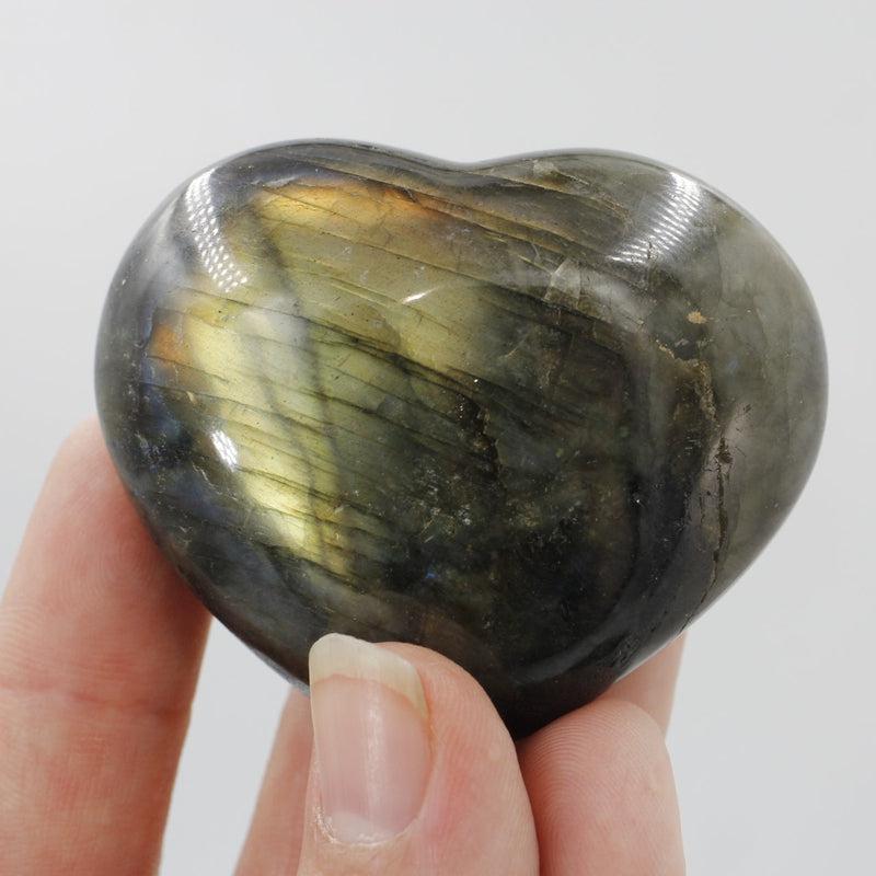 Polished Labradorite Pocket Puff Hearts || Psychic Protection || Madagascar-Nature's Treasures