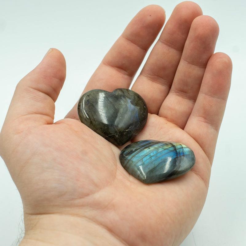 Polished Labradorite Pocket Puff Hearts || Psychic Protection || Madagascar-Nature's Treasures