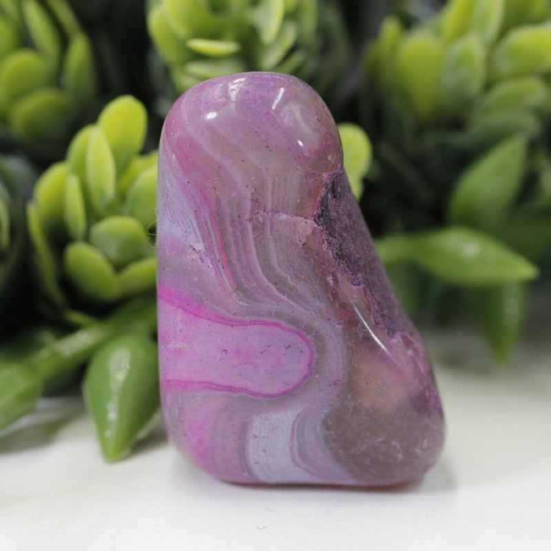 Polished Magenta-Dyed Agate Tumble Stone || Grounding, Wisdom, Awareness || Brazil-Nature's Treasures