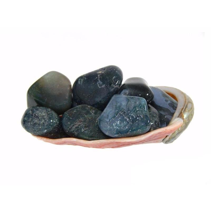 Polished Moss Agate Tumbled Stones || Grounding & Growth || India