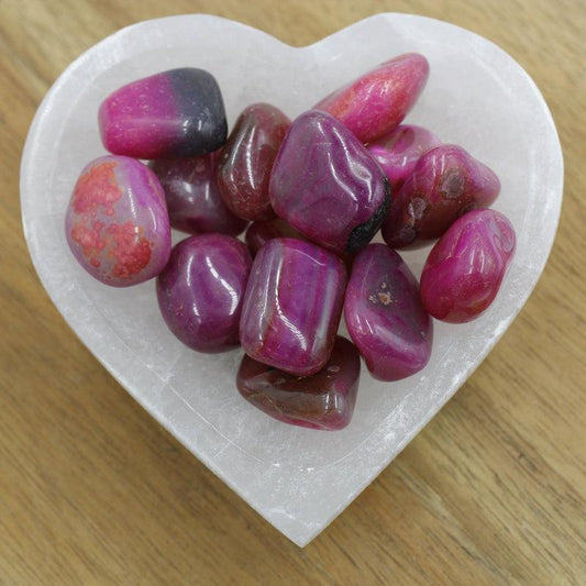 Polished Pink-Dyed Agate "B" Grade Tumble Stone || Grounding, Wisdom, Awareness || Brazil-Nature's Treasures