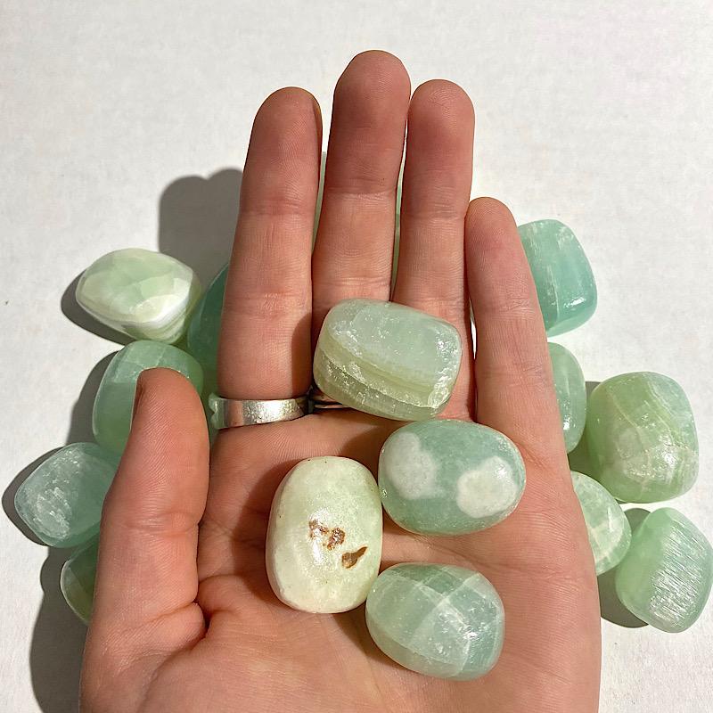 Polished Pistachio Calcite Tumble Stone || Stress Relief, Balance