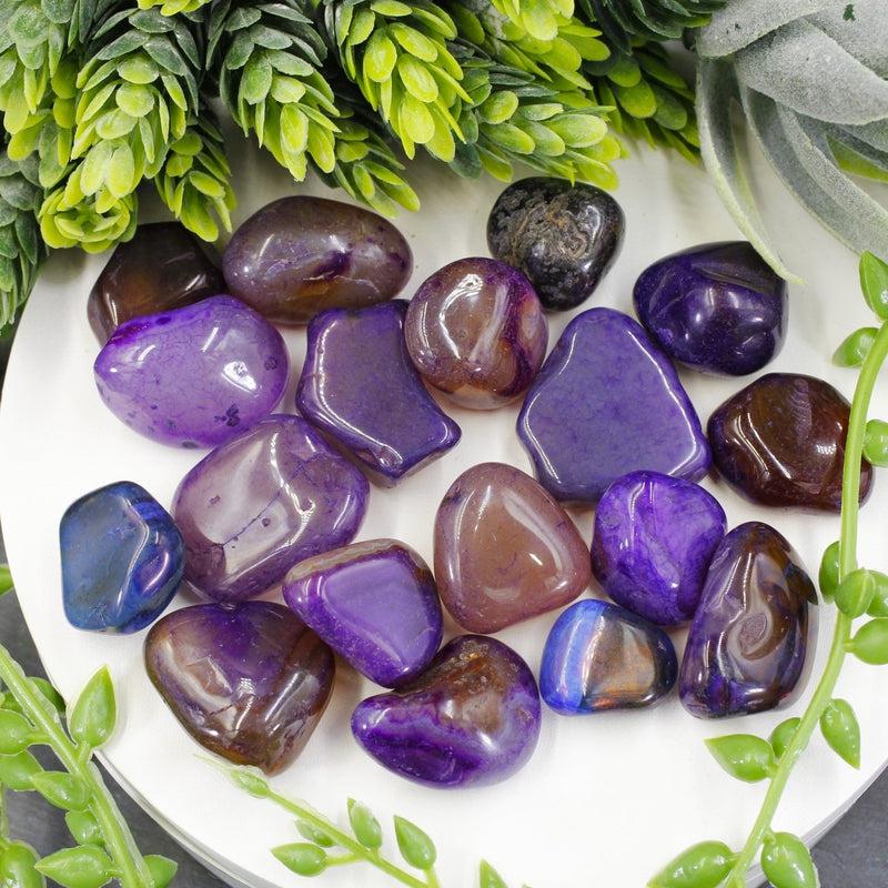 Polished Purple Dyed Agate Tumble Stone || Stress Relief, Grounding, Brings Joy || Brazil-Nature's Treasures
