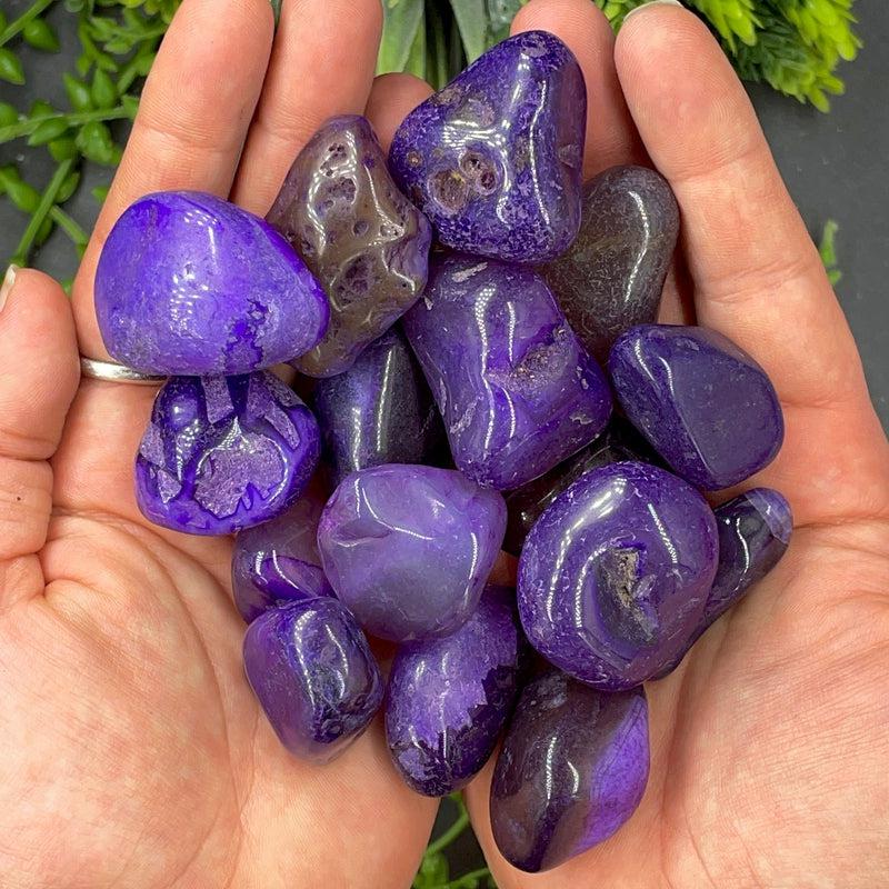 Polished Purple Dyed Agate Tumble Stone || Stress Relief, Grounding, Brings Joy || Brazil-Nature's Treasures