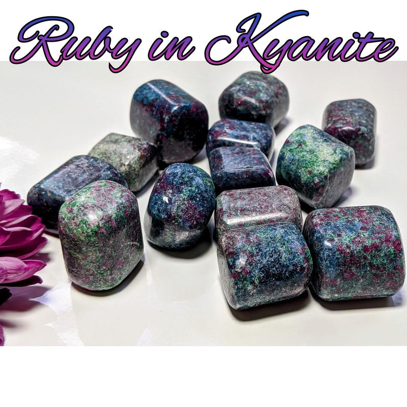 Polished Ruby In Kyanite Tumble Stone || Compassion, Communication, Inner-Love || India-Nature's Treasures
