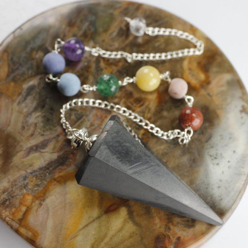 Polished Shungite Chakra Pendulum Divination Tool || EMF Protection, Dispel Negativity || Russia-Nature's Treasures
