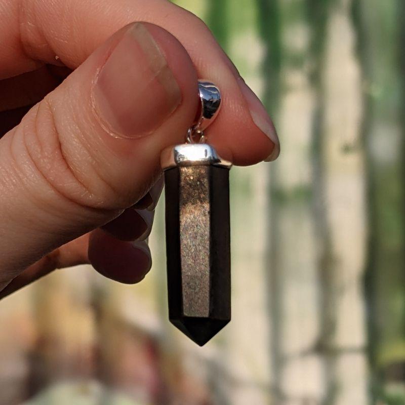 Polished Shungite Point Pendant || .925 Sterling Silver-Nature's Treasures