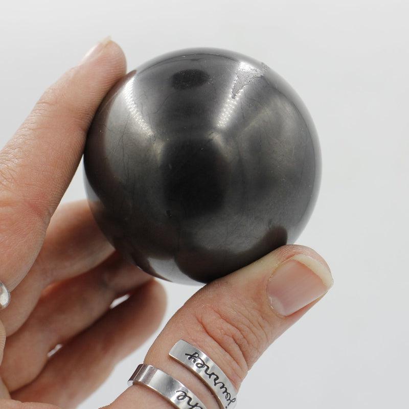 Polished Shungite Sphere || 50 MM || EMF, Protection, Cleansing || Russia-Nature's Treasures