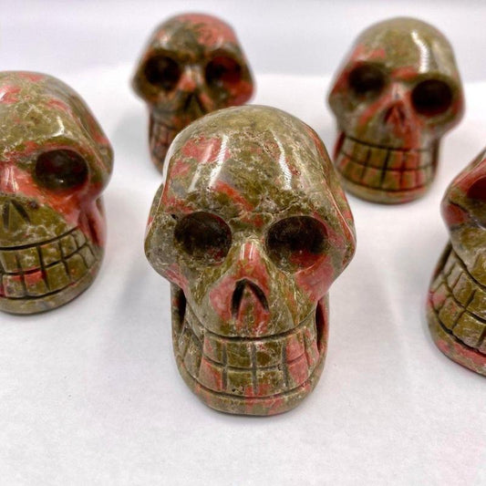 Polished Unakite Jasper Skull Carvings || China-Nature's Treasures
