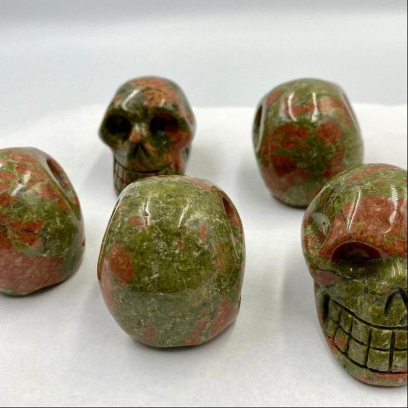 Polished Unakite Jasper Skull Carvings || China-Nature's Treasures