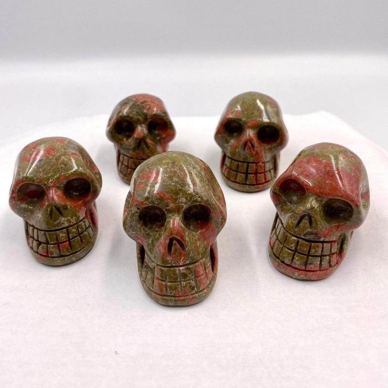 Polished Unakite Jasper Skull Carvings || China-Nature's Treasures