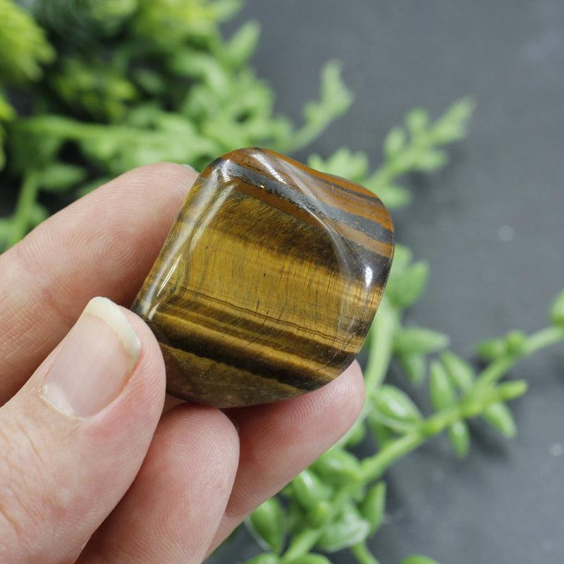 Polished Yellow Tiger's Eye Tumble Stone || Jumbo || Mental Clarity, Fear And Anxiety Relief || Brazil-Nature's Treasures