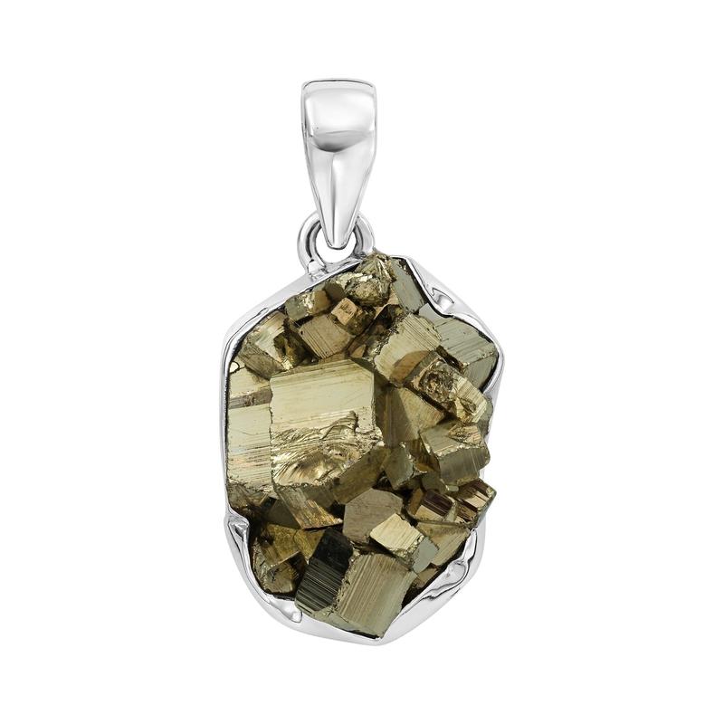 Powerful Raw Pyrite Cluster Pendant || .925 Sterling Silver-Nature's Treasures