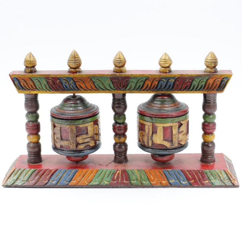 Prayer Wheel On Pedestal Wood Carving-Nature's Treasures