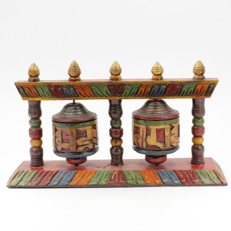 Prayer Wheel On Pedestal Wood Carving-Nature's Treasures