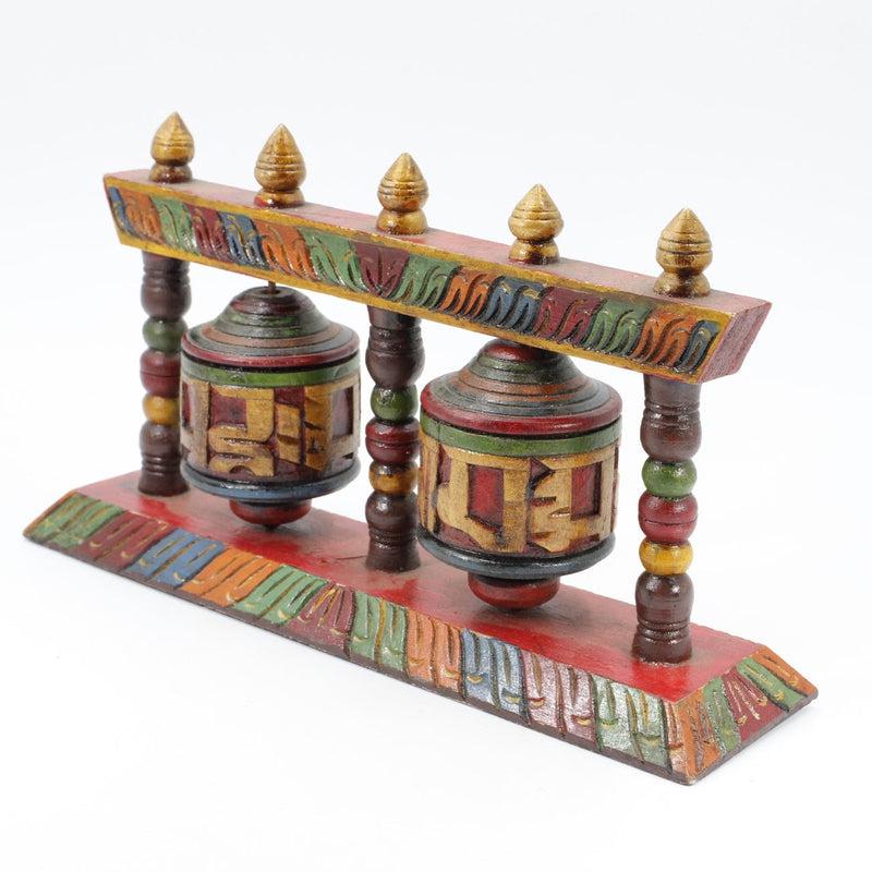 Prayer Wheel On Pedestal Wood Carving-Nature's Treasures