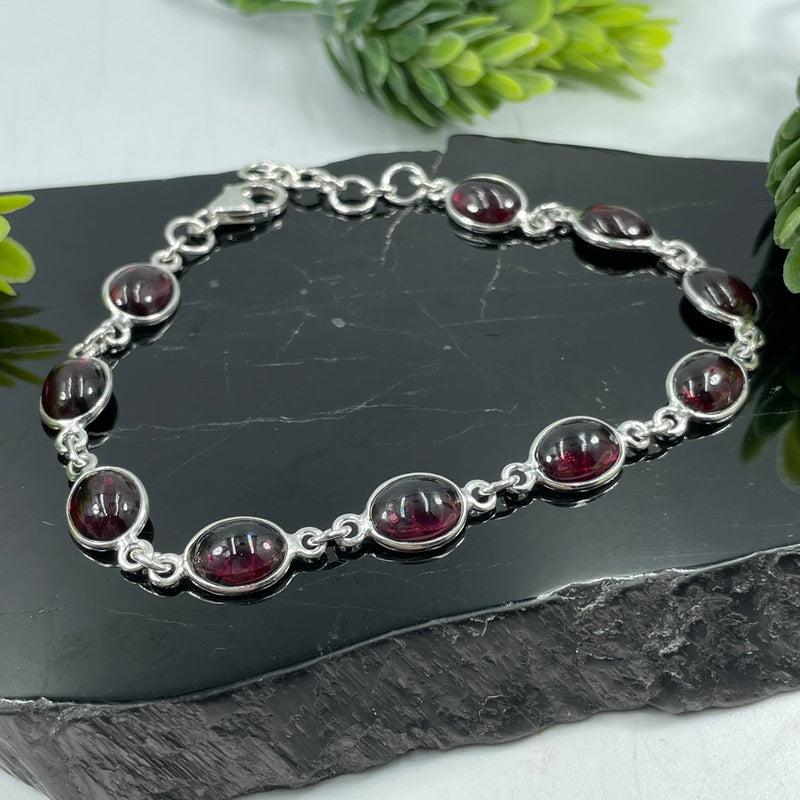 Protective Emperor Red Garnet Bracelet || .925 Sterling Silver-Nature's Treasures