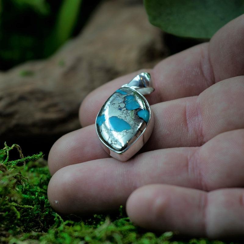 Protective Pyrite & Turquoise Pendant | .925 Sterling Silver-Nature's Treasures