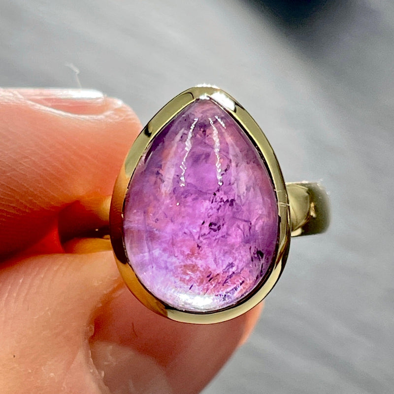 Purple Amethyst Ring || 14k Vermeil Yellow Gold-Nature's Treasures