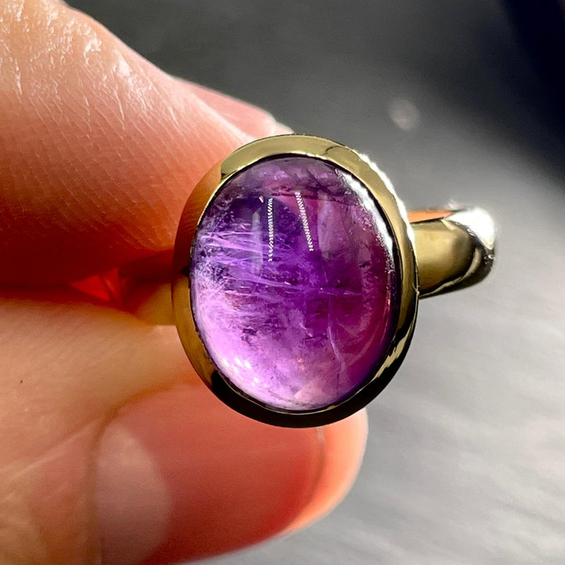 Purple Amethyst Ring || 14k Vermeil Yellow Gold-Nature's Treasures