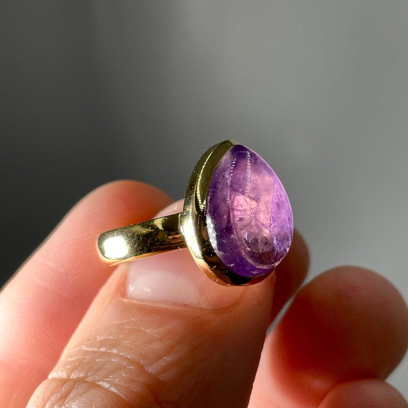 Purple Amethyst Ring || 14k Vermeil Yellow Gold-Nature's Treasures