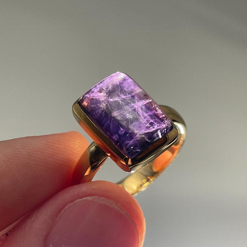 Purple Amethyst Ring || 14k Vermeil Yellow Gold-Nature's Treasures