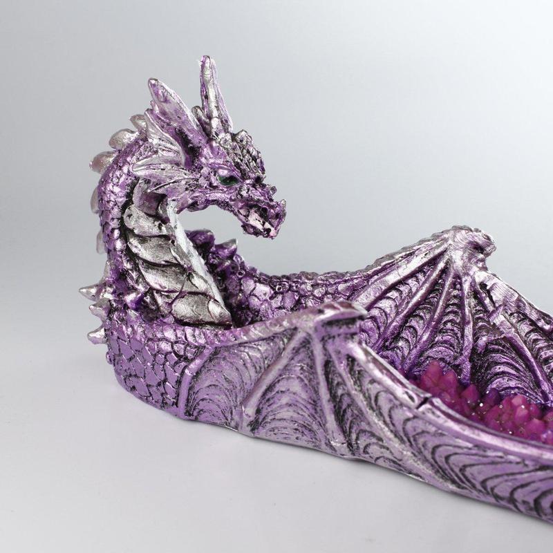 Purple Dragon with Crystal's Incense Stick Burner Holder