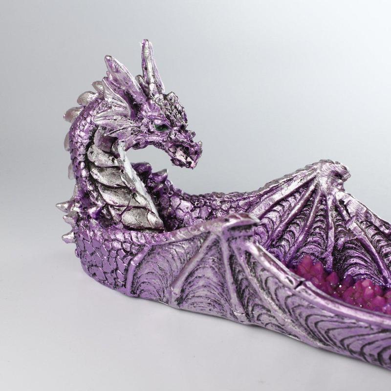 Purple Dragon with Crystal's Incense Stick Burner Holder-Nature's Treasures